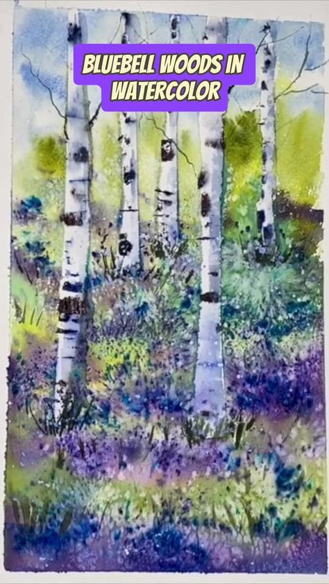 Blue Bell Woods, Woods Painting, Landscape Tutorial, Bluebell Woods, Water Color Pencil, Watercolour Landscape, Watercolor Tutorial, Water Colours, Watercolor Pictures