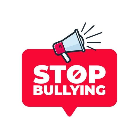 Stop bullying with megaphone. Badge with icon. Stop Bulling Posters, Stop Bully, Bully Awareness Month, Stop Bulling, Label Text, Prevention Month, School Study Ideas, Ben Carson, Corporate Law