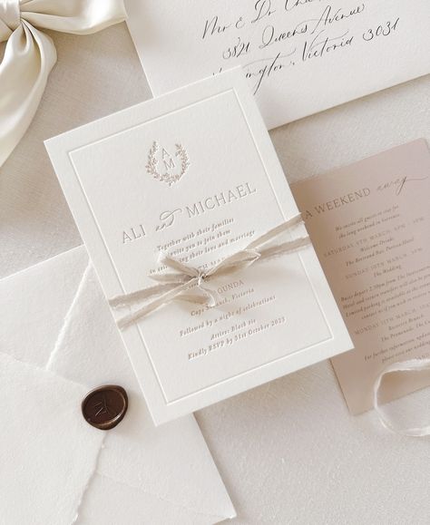 Old Money Wedding Theme, Letterpress Invitations Wedding, Pearl Wedding Invitations, Letterpress Wedding Invitation Suite, Stationary Wedding, Money Wedding, Square Wedding Invitations, Wedding Invitation Trends, Letterpress Wedding Invitation