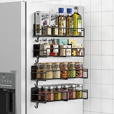 Whitley Young's Amazon Page Side Of Fridge, Kitchen Gadgets Organization, Magnetic Spice Rack, Inside Cabinet, Hanging Spice Rack, Spice Organization Drawer, Microwave Shelf, Kitchen Shelves Organization, Storing Spices