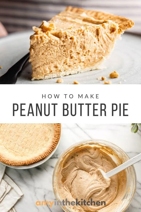 Easy Peanut Butter Pie, Peanut Butter Pie Recipe, Butter Pie Recipe, Peanut Butter Dessert, Butter Desserts, Chocolate Peanut Butter Pie, Peanut Butter Desserts, Peanut Butter Filling, Flaky Pie Crust