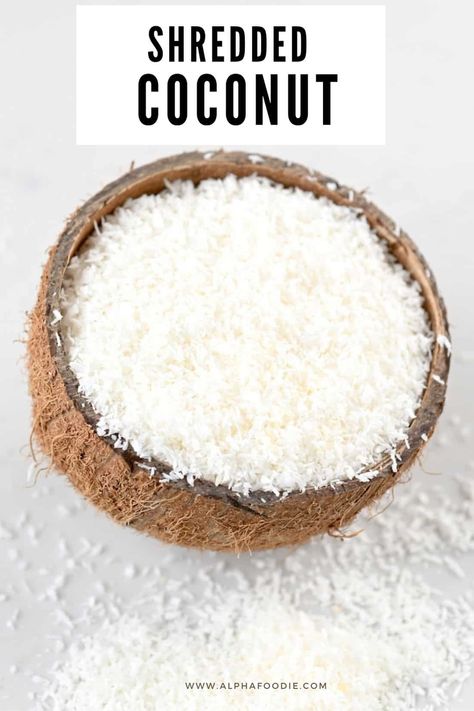 A simple DIY for how to make shredded coconut (and desiccated coconut) at home including unsweetened shredded coconut and sweetened - Perfect for gluten-free, low-carb, grain-free baking! Shredded Coconut Recipes, Open A Coconut, Make Coconut Milk, Lemon Zester, Homemade Foods, Desiccated Coconut, Dry Coconut, Muffin Tin Recipes, Raw Coconut