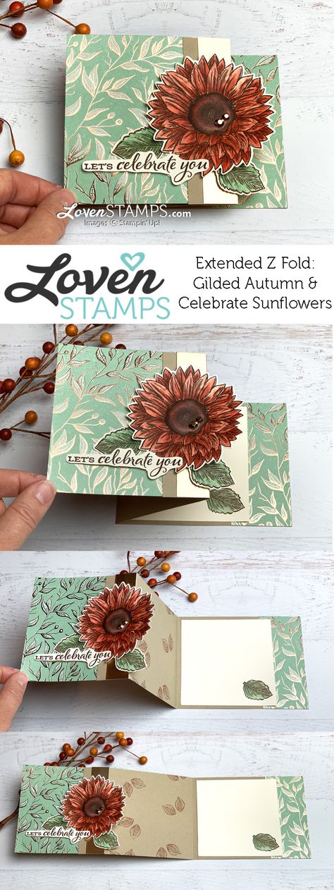 Cards With Flowers, Watercolor Collage, Watercolor Sunflowers, Deserted Island, Fancy Fold Card Tutorials, Sunflower Cards, Shaped Cards, Fancy Fold Cards, Harvest Moon