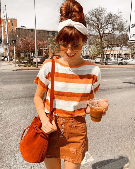 Links To All My Most Recent Instagram Looks Striped Tee, A Woman, Orange, White, Instagram