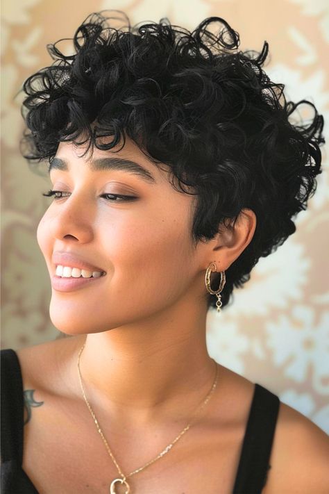 Curly Bowl Cut Short Curly Hairstyle. Loose Perm Pixie Haircut, Very Curly Short Hairstyles, Very Short Haircuts For Curly Hair, Women Curly Short Hair, Short Old Lady Haircut, Short Curly Mixed Hair, How To Style A Curly Pixie, Short Curly Womens Haircuts, Curry Short Hair