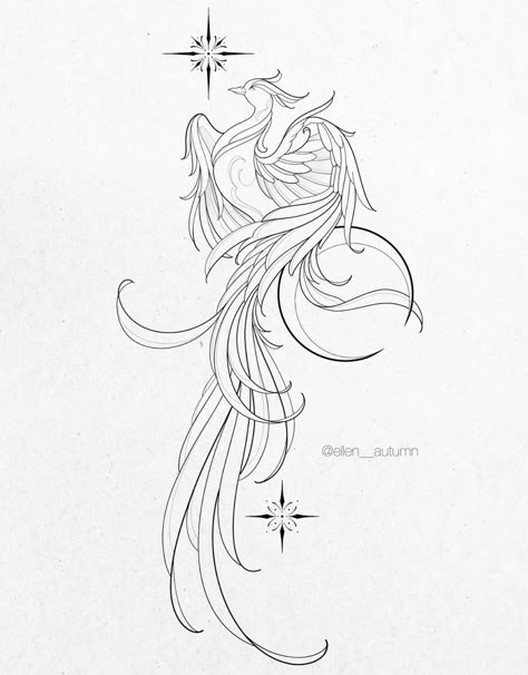 Star Tattoos On Hand, Tattoos On Hand, Phoenix Tattoo Feminine, Small Phoenix Tattoos, Purple Tattoos, Phoenix Tattoo Design, Line Art Tattoos, Phoenix Tattoo, Spine Tattoos