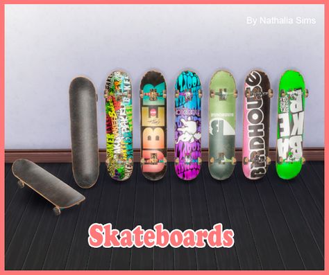 Sims 4 CC's - The Best: Skateboards by NathaliaSims Skateboard Decor, Die Sims 4, The Sims 4 Pc, Sims 4 Clutter, Cc Furniture, Sims 4 Cc Folder, Sims 4 Teen, Sims 4 Mm, The Sims 4 Download