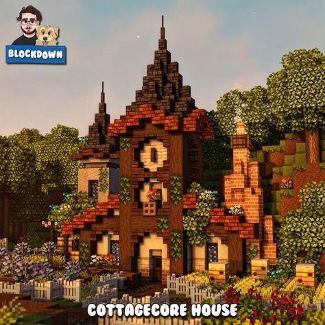 Cottage Minecraft, Modern Minecraft Houses, Cottage Core Minecraft House, Cottagecore Minecraft, Mojang Minecraft, Cottagecore House, Witchy House, Minecraft Cottage, Minecraft House Tutorials