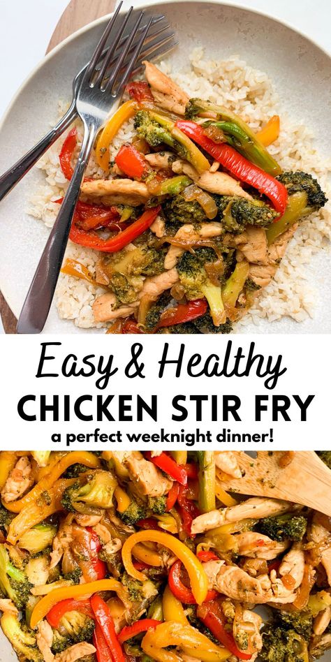 Broccoli Bell Pepper Recipes, Healthy Chicken Stir Fry, Stir Fry Recipes Healthy, Easy Healthy Chicken, Easy Chicken Stir Fry, Stir Fry Recipes Chicken, Easy Chicken Dinner Recipes, Eat Better, Chicken Stir Fry