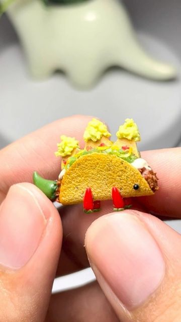 Polymer Clay Dinosaur, Taco Dinosaur, Clay Dinosaur, Dinosaur Food, Dinosaur Jewelry, Clay Videos, Dinosaur Earrings, Clay Stuff, Clay Diy Projects