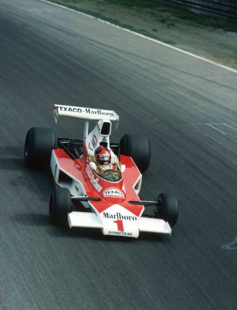 Emerson Fittipaldi / Mclaren M23 / Italian Grand Prix, 1975.  Can you feel the g-force? Ford Cosworth, Mercedes Slr, Mclaren Racing, F1 Mclaren, Slr Mclaren, Mclaren Cars, Italian Grand Prix, Classic Racing Cars, Classic Cars Trucks Hot Rods