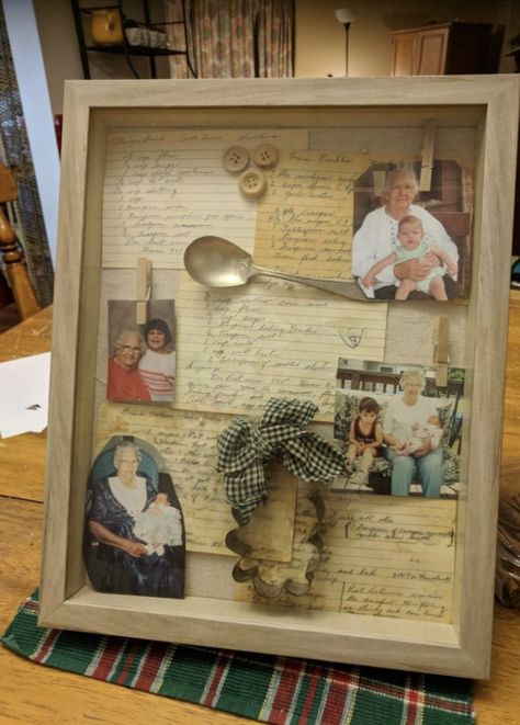 Family Heirloom Display, Shadow Box Memory, Homemade Mothers Day Gifts, Diy Shadow Box, Memory Frame, Memory Crafts, Shadow Box Art, For My Mom, Family Keepsakes