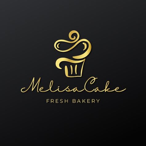 Vector cute gold fresh bakery cake food ... | Premium Vector #Freepik #vector #logo-mockup-logos #food-logo #black-logo #business-logo Cake Brand Logo, Logo For Cake Business, Cake Logos, Dessert Logo, Restaurant Logos, Logo Cake, Cake Branding, Cake Cafe, Cake Logo Design