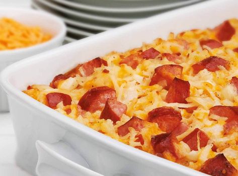 Sausage Casseroles, Sausage Meals, Smoked Sausages, Sausage Skillet, Roasted Root Veggies, Smoked Sausage Recipes, Cheesy Potato Casserole, Sausage Dishes, Sausage Casserole