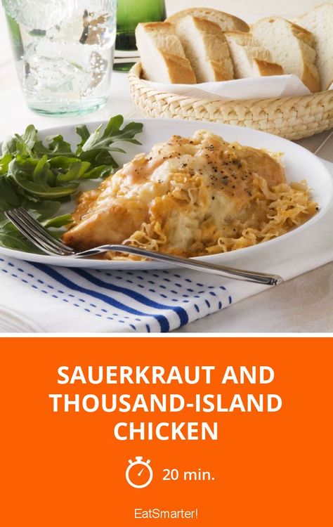 Sauerkraut Chicken Recipes, Thousand Island Chicken Recipes, Saurkraut And Chicken, Thousand Island Chicken, Island Chicken Recipe, Crock Pot Ranch Chicken, Island Chicken, Meals To Share, Soup Sides