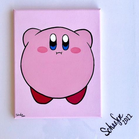 Nintendo Switch Game - Cartoon Character Painting Gamer Cartoon, Mini Tela, Cute Easy Paintings, Pink Canvas Art, Kirby Art, Posca Art, Simple Canvas Paintings, Cute Canvas Paintings, Easy Canvas Art