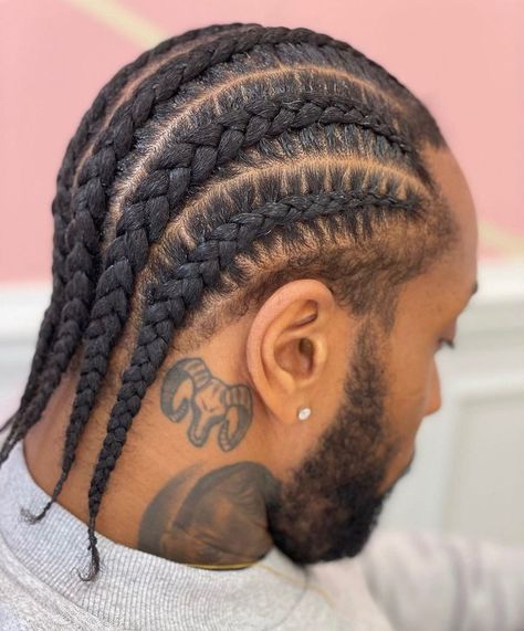 Men's Braids: 20 Different Types of Braided Hairstyles Every Man Should Try - Braid Hairstyles Men's Braids, Four Braid, 4 Braids Hairstyle, Straight Back Braids, Braids For Men, Straight Back Cornrows, Braids With Fade, Braids Men, Two Braid Hairstyles