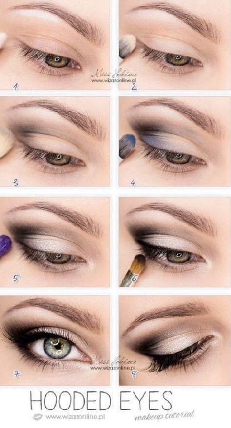 Top 10 Simple Makeup Tutorials For Hooded Eyes Mata Hooded, Teknik Makeup, Hooded Eye Makeup Tutorial, Hooded Eyelids, Mekap Mata, Alat Makeup, Eyeliner For Beginners, Easy Makeup Tutorial, Best Eyeshadow