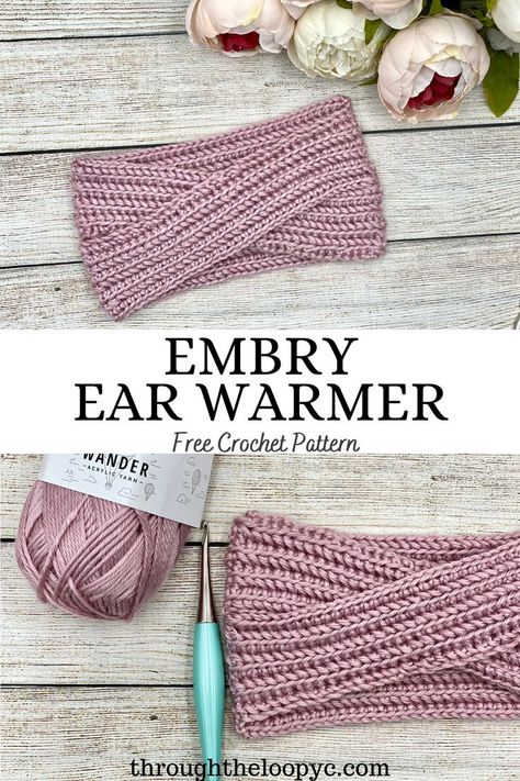 The Embry Ear Warmer free crochet pattern is a light weight ear warmer perfect for those transitional temps. The linked stitches gives it a nice and snug feel and dense fabric. Braided Crochet Headband, Crochet Ear Warmer Free Pattern, Crochet Ideas For Beginners, Ear Warmer Crochet Pattern, Braided Crochet, Ear Warmer Crochet, Crochet Ear Warmer Pattern, Headband Design, Stitch Ears