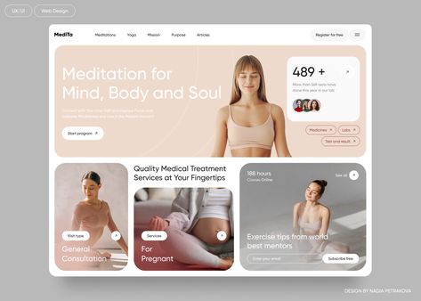 Yoga Studio Website, Yoga Web, Webpage Design Layout, Cosmetic Web, Habbo Hotel, Ux Kits, Meditation Studio, Ui Ux Designer, Business Website Design