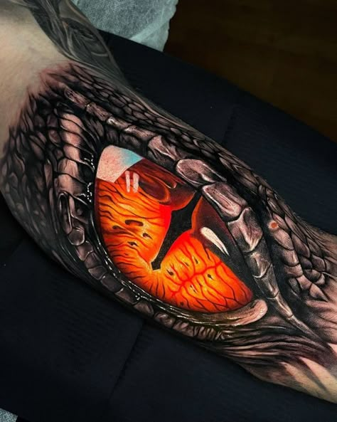 Awesome colour realism dragon eye made with Killer Ink supplies! 3d Dragon Tattoo, Dragon Eye Drawing, Realistic Eye Tattoo, Bio Organic Tattoo, Eyeball Tattoo, Mandala Hand Tattoos, Organic Tattoo, Aztec Tattoo Designs, Skull Sleeve Tattoos