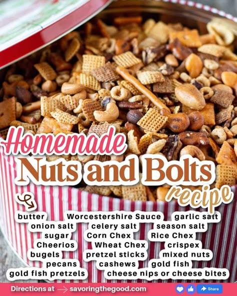 Bugle Chex Mix, Cheerios Chex Mix Recipes, Homemade Nuts And Bolts Recipes, Christmas Nuts And Bolts Recipe, Nuts And Bolts Recipe Best, Nuts And Bolts Recipe, Homemade Chex Mix Recipe, Christmas Snack Mix, Homemade Chex Mix