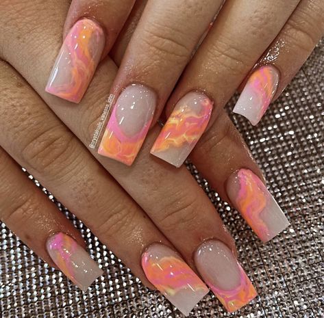 Normal Nails, Birthday 5, Holiday Nail, Square Acrylic Nails, Nails Inspo, Nails Ideas, Holiday Nails, Room Organization, Pink Orange