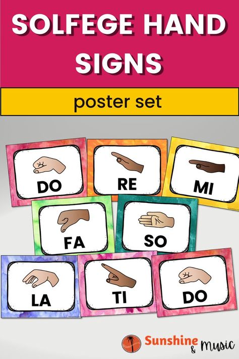 individual solfege hand signs Kodaly Hand Signs, Solfege Hand Signs, Vocabulary Wall, Music Vocabulary, Music Classroom Decor, Dr Seuss Activities, Hand Signs, Boomwhackers, Solfege