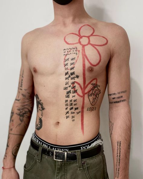 HEALED from this summer on Tanner thank you always! Tanner Clark, Red Flower Tattoos, Pain Is Temporary, Red Tattoos, Dope Tattoos, Chest Tattoo, Piercing Tattoo, Get A Tattoo, Pretty Tattoos