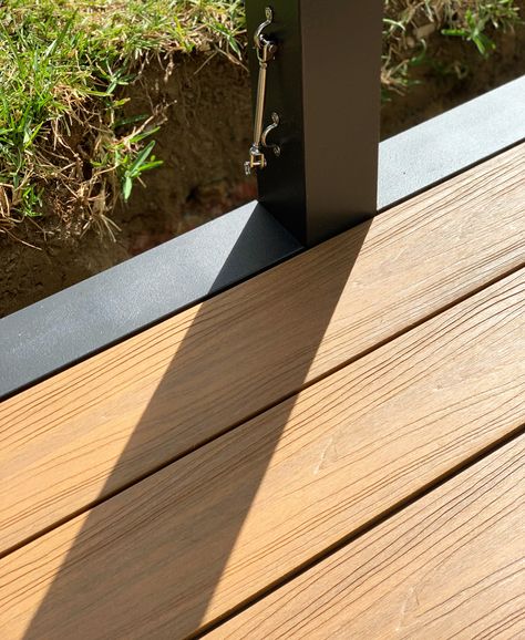 Our installation of Ekodeck Designer series in leatherwood paired with our 90x42 timber border trims. Pool Timber Decking, Deck Colours, Edge Observation Deck, Millboard Decking Golden Oak, Timber Tech Tigerwood Deck, Kwila Decking Nz, Deck Colors, Front Deck, Timber Deck