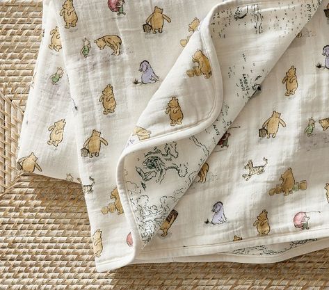 Winnie The Pooh: Crib Bedding & Decor | Pottery Barn Kids Winnie The Pooh Baby Bedding, Pooh Bear Blanket, Vintage Winnie Pooh Nursery, Winnie The Pooh Nursery Rug, Winnie The Pooh Newborn Outfit, Winnie The Pooh Nursery Colorful, Hundred Acre Woods Nursery Vintage, Crotchet Baby Blankets, Baby Nursery Ideas Winnie The Pooh