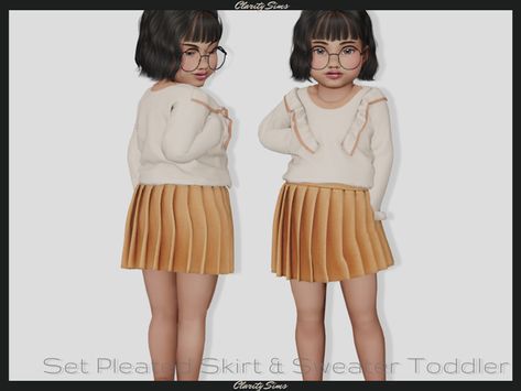 Clarity Sims, Pleated Skirt And Sweater, Cc Patreon, Skirt Sweater, Toddler Skirt, Tumblr Sims 4, Sims 4 Toddler, Sims4 Clothes, The Sims4