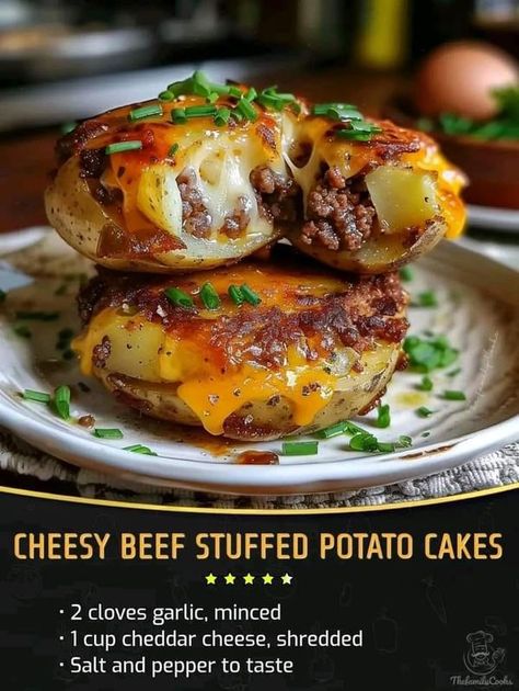 chef Gordon Ramsay | Cheesy Beef Stuffed Potato Cakes  | Facebook Cheesy Beef Stuffed Potato Cakes, Stuffed Potato Cakes, Peach Cobbler Muffins, Potato Cakes Recipe, Stuffed Potato, Stuffed Potatoes, Beef Marinade, Hearty Snacks, Chef Gordon