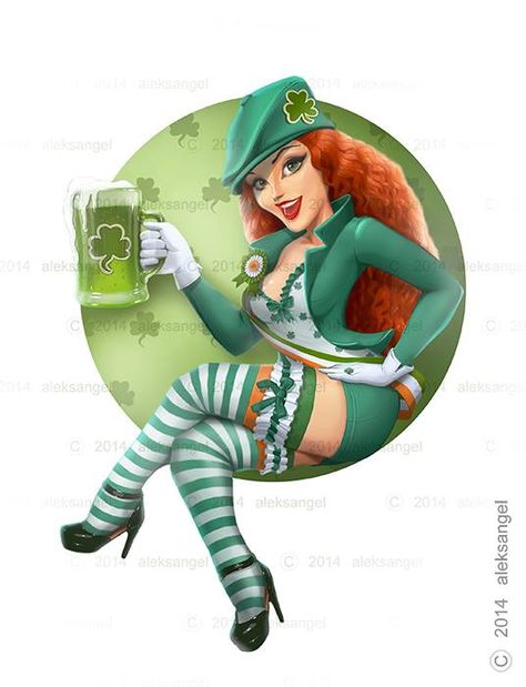 Leprechaun girl Leprechaun Pictures, Leprechaun Tattoos, Happy Patrick, Leprechaun Girl, Leprechaun Tricks, St Patricks Day Wallpaper, Irish Fairy, Irish Tattoos, Pin Up Girl Vintage