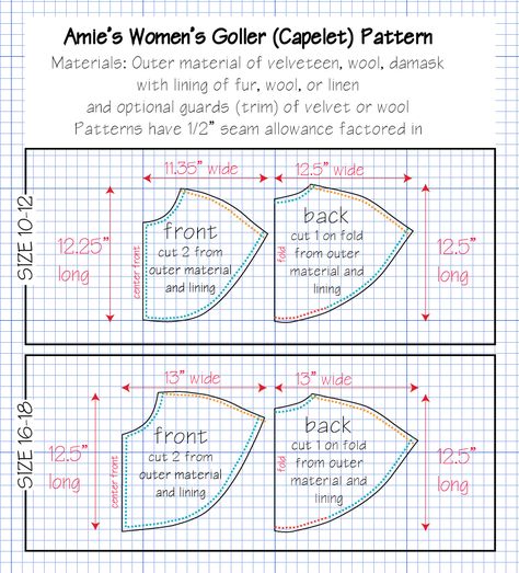 Victorian Capelet Pattern, Capelette Pattern, Capelet Pattern Sewing Free, Capelet Pattern Sewing, Caplet Pattern, Society For Creative Anachronism, No Sew Cape, Cape Tutorial, Diy Shawl