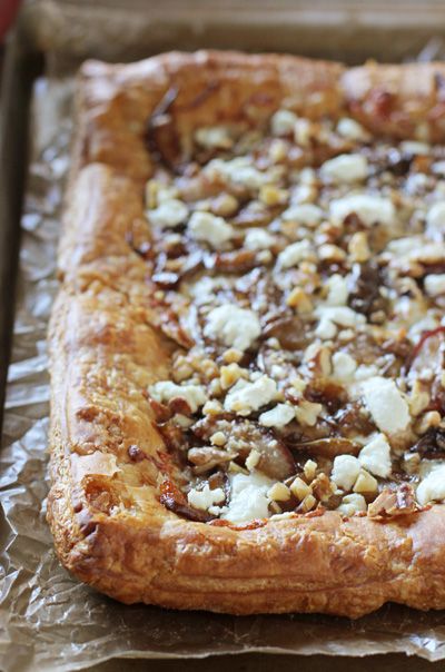 Pear, Walnut and Goat Cheese Tart | cookiemonstercooking.com Goat Cheese Tart, Cheese Tart, Goat Cheese Recipes, Cheese Tarts, Pear Recipes, Pastry Tart, Puff Pastry Recipes, Egg Wash, Easy Appetizer Recipes