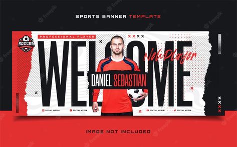 Sports Banner Design Templates, Sport Banner Design Ideas, Football Banner Design, Team Banner Design, Sport Banner Design, Tequila Branding, Sports Banner, Template For Social Media, Modern Post