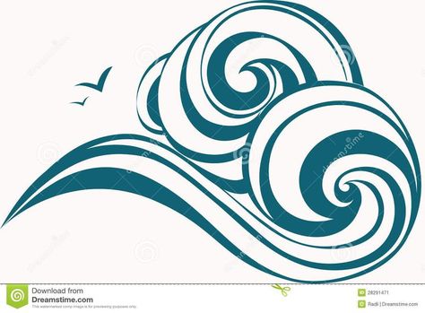 swirly waves Ocean Wave Drawing, Wave Clipart, Wave Drawing, Waves Vector, Graphic Design Course, Free Clipart Images, Topsy Turvy, Waves Tattoo, Desenho Tattoo