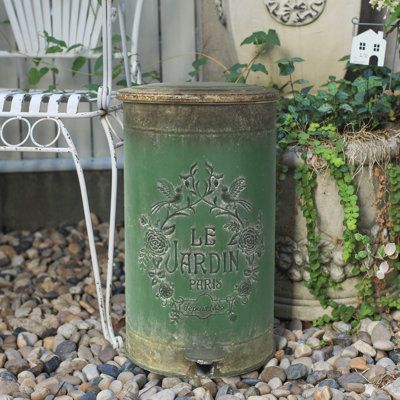 Retro trash can with lid and pedal round touchless garbage cans with flower and bird patterns Color: Green | East Urban Home Metal 4.5 Gallon Step On Trash Can Metal in Green | Wayfair Rustic Trash Can, Dog Proof Trash Can, Bedroom Trash Can, Bathroom Waste Basket, Metal Trash Cans, Trash Can With Lid, Metal Steps, Litter Bin, Bathroom Trash Can