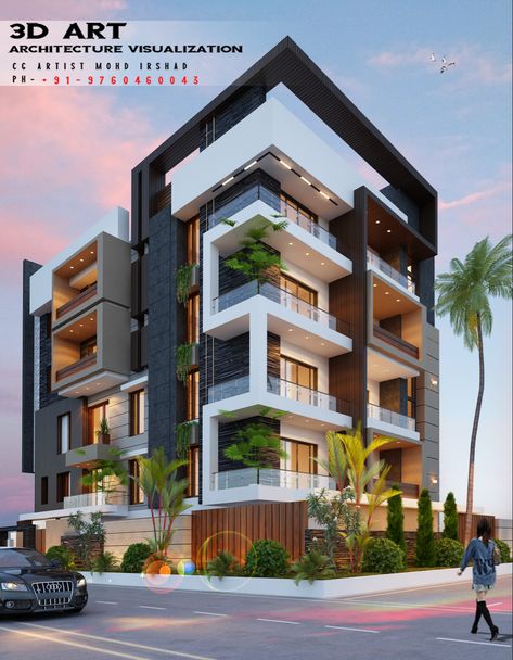 Freelance Architect, Hotel Design Architecture, Facade Architecture Design, Residential Building Design, Apartment Floor Plan, Buildings Photography, 3d Architectural Visualization, Modern Exterior House Designs, Architecture Building Design