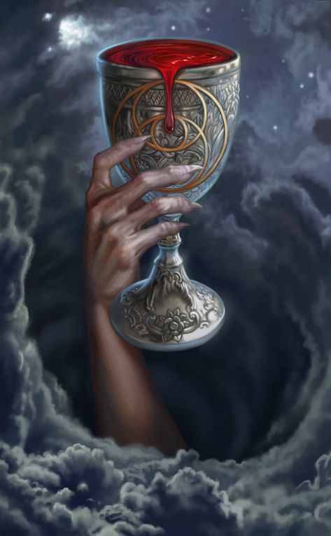 ArtStation - Ace of Cups - Tarot of the Immortal Night, Craig Maher The Ace Of Cups, Ace Of Cups, Cups Tarot, 78 Tarot Cards, Tarot Magic, Tarot Book, Fantasy Props, Tarot Cards Art, Dark Soul