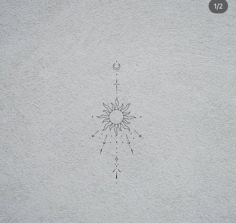 Sun Tattoo Sternum, Sun Sternum Tattoo, Sternum Tattoo Design, Simple Arm Tattoos, Gemini Tattoo, Sigil Tattoo, Moon Tattoo Designs, Sternum Tattoo, Petite Tattoos