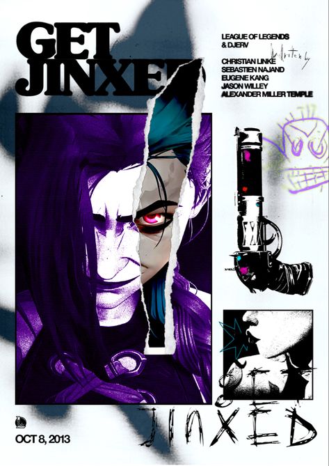 Poster Artwork Design, Arcane Poster Design, Arcane Poster Aesthetic, Jinx Wallpaper Aesthetic, Jinx Poster, Arcane Poster, Arcane Symbols, Arcane Aesthetic, League Of Legends Poster