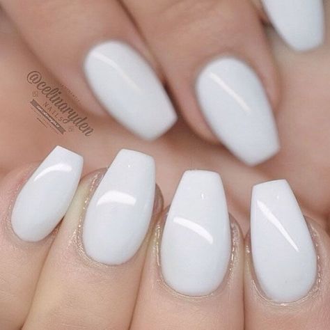 Short Coffin Nails Designs, White Coffin Nails, Shape Nails, Nails Yellow, Short Coffin, Short Coffin Nails, White Acrylic Nails, Coffin Shape, Her Nails