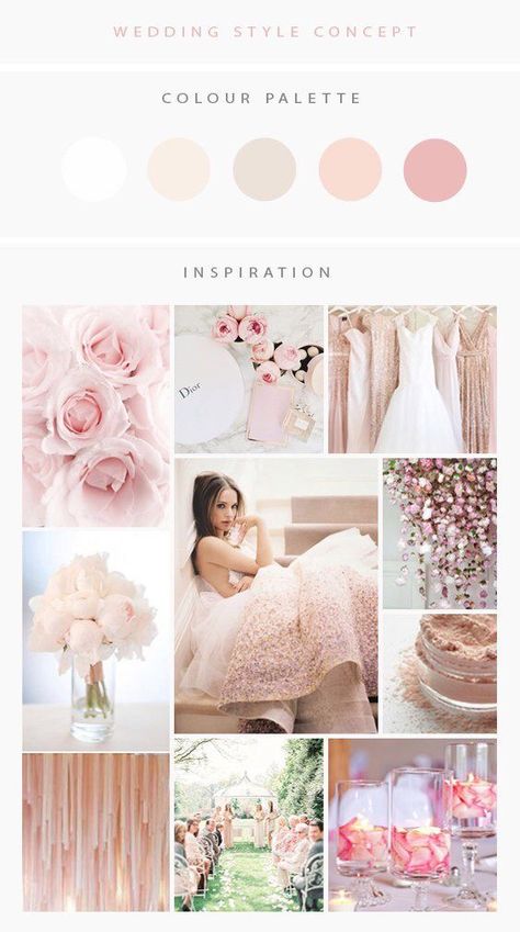 Champagne Pink Wedding Color Schemes, Delicate Pink Wedding, Ballet Pink Wedding Color Palettes, Blush Pink Color Palette Wedding, Light Pink Color Palette Wedding, Pastel Pink Wedding Theme Colour Palettes, Blush Pink Wedding Palette, Blush Pink Wedding Aesthetic, Wedding Moodboard Inspiration Color Palettes