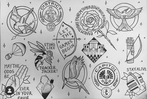 Hunger Games Tattoo, Hunger Games Drawings, Divergent Tattoo, Games Tattoo, Literary Tattoo, Hunger Games Fan Art, Hp Tattoo, Bookish Tattoos, Meaningful Tattoo Quotes