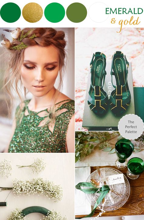 Color Story | Emerald + Gold http://www.theperfectpalette.com/2013/12/color-story-emerald-gold.html Gold Wedding Heels, Emerald And Gold Wedding, Emerald Green And Gold Wedding, Green And Gold Wedding, Wedding Color Scheme, Emerald Green And Gold, Emerald Green Weddings, Wedding Colour, Vintage Wedding Theme