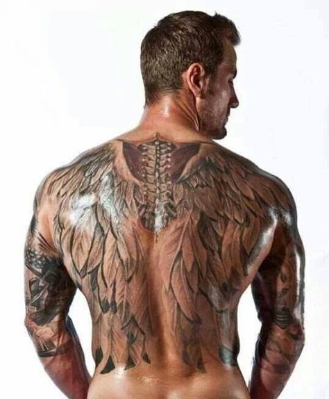 #angel #wing #tattoo #tattoos #ideas #designs #men #formen #menstattooideas Christian Tattoos For Women, Wing Tattoos On Back, Wing Tattoo Men, Cool Back Tattoos, Back Piece Tattoo, Awesome Tattoo, Angel Wings Tattoo, Pieces Tattoo, Wing Tattoo