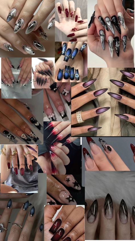 🎀✨These are nails that are known as “dimmed “ or “dark them” (that’s just what I’ve heard them be called) btw (these are not mine credit to the original creators )✨🎀 Themed Nails, Not Mine, The Original, The Creator, Collage, Nails, The Originals