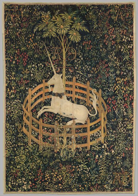 The Unicorn in Captivity (from the Unicorn Tapestries) | South Netherlandish | The Metropolitan Museum of Art Unicorn In Captivity, Unicorn Tapestry, Unicorn Tapestries, Google Art Project, Arte Peculiar, Medieval Tapestry, The Last Unicorn, The Cloisters, Unicorn Art